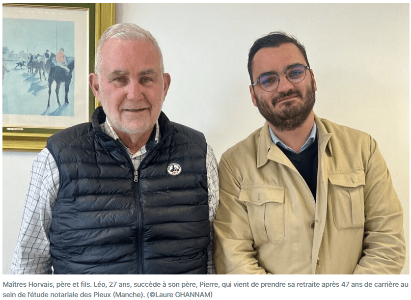 Le notaire prend sa retraite et passe le flambeau … à son&nbsp;fils!